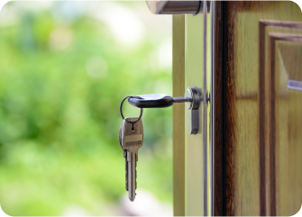 A door handle with a lock.