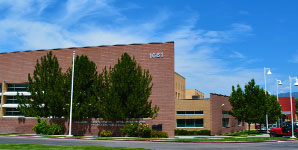 A building with trees in front of it.